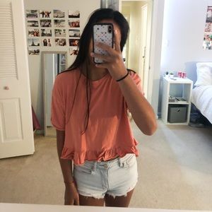 zara orange ruffled croptop